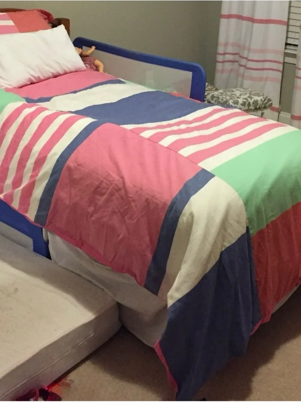 Colorblock & Stripe Lightweight Blanket - Mint, Coral, Pink